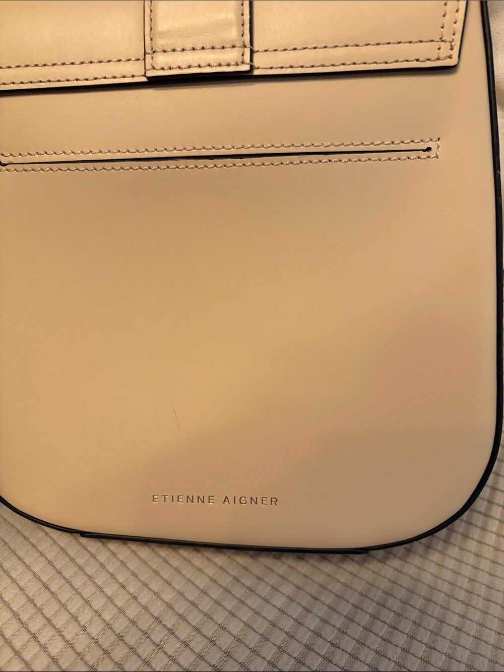 Etienne Aigner Cream Leather Crossbody with Gold Buckle - Picture 3 of 14